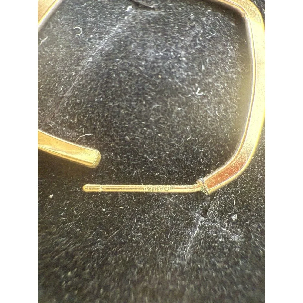 HAMMERED SQUARE HOOPS EARRINGS MARKED 14K GOLD-FILLED FLAT BEVELED EDGE MRSP $95